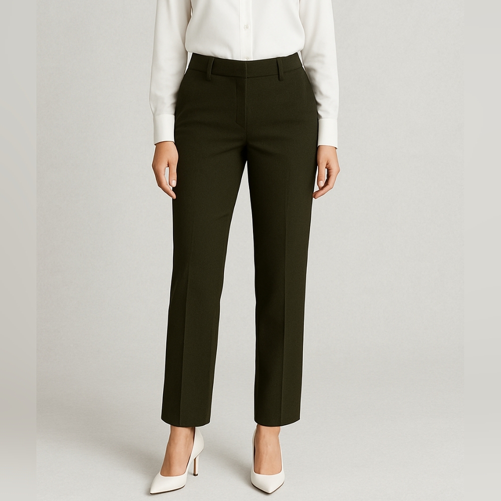 Banana Republic 12R NEW Cotton Twill Academia Classic Stretch Pant Career Olive